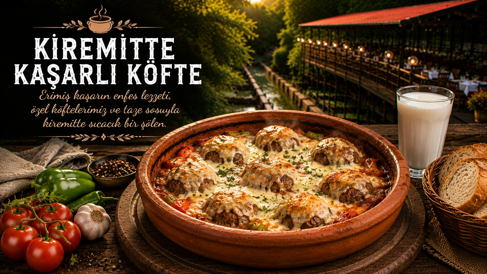 Kiremitte Kaşarlı Köfte